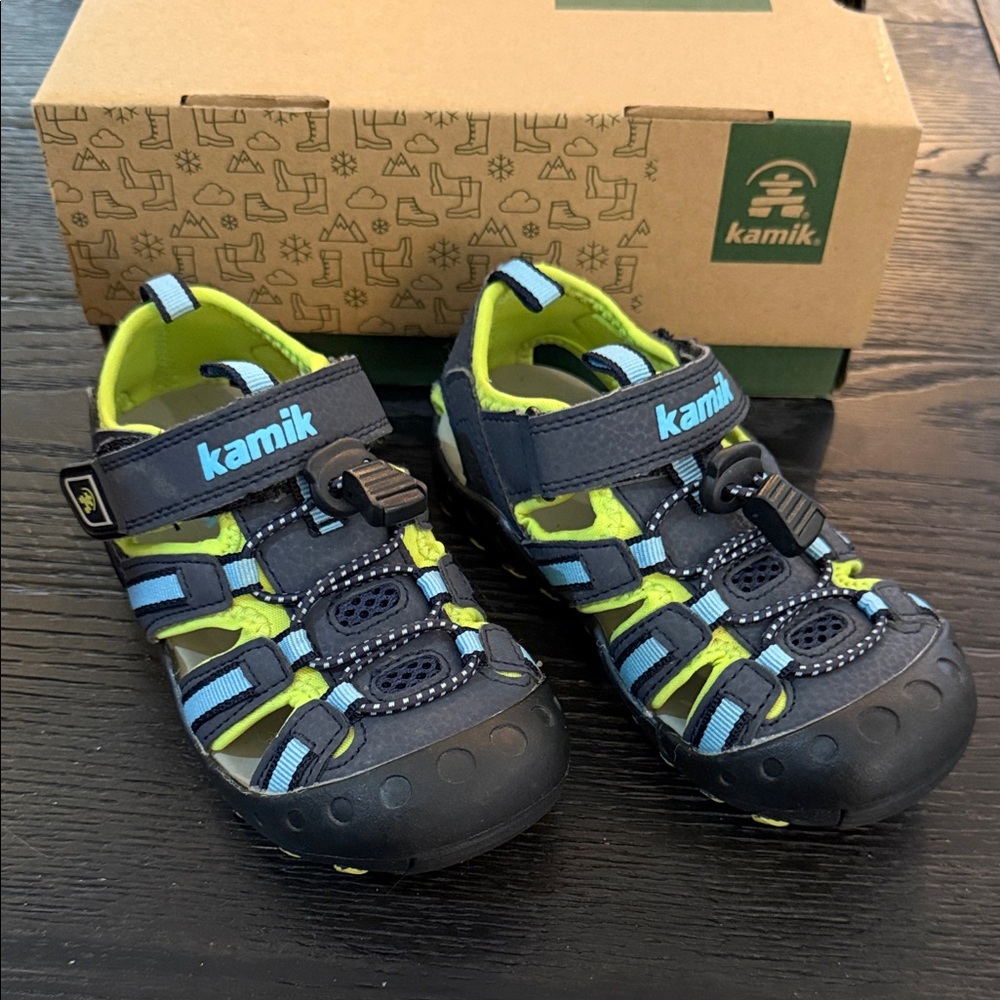 Kamik Kids' Black and Green Water Shoes